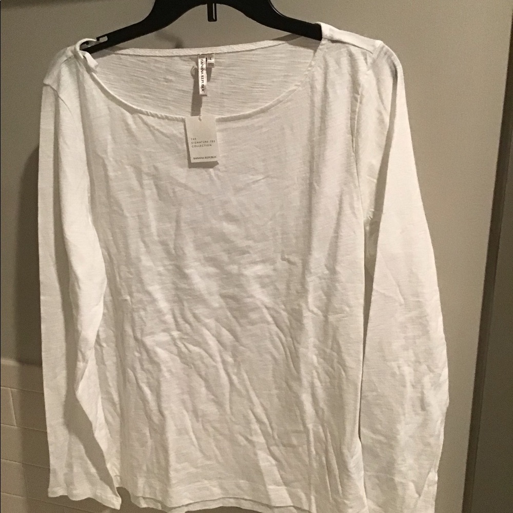 Banana republic white long sleeve boatneck tee